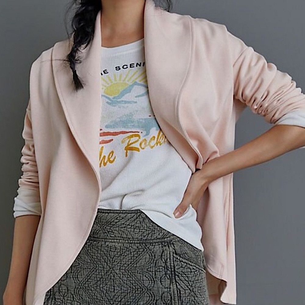 Anthropologie Dolan Left Coast Light Pink Cardigan Sweater Blazer - Size XS NWT